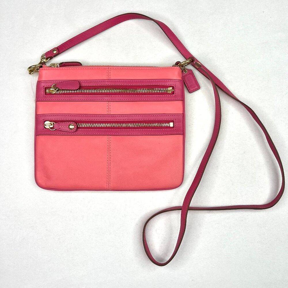 Coach Bonnie Pink Leather Multi Zip Crossbody Bag